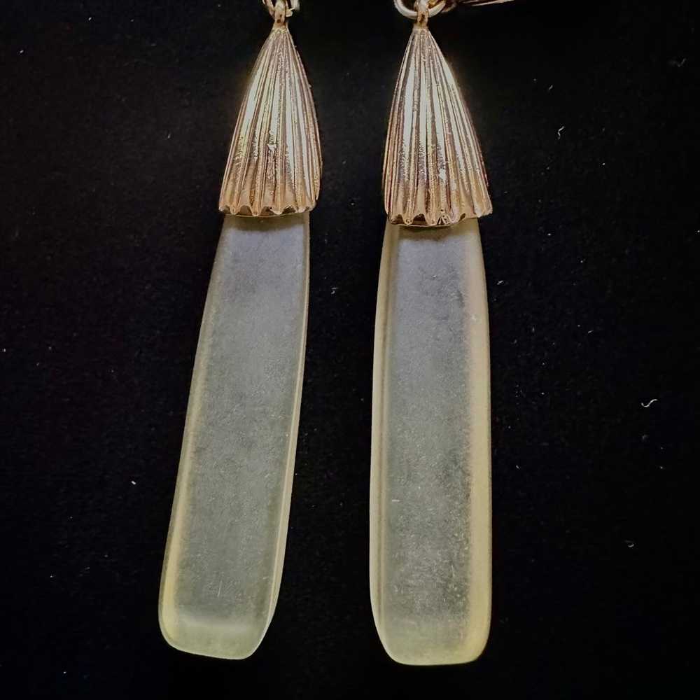 Vintage 1960 1970 Retro Frosted Drop Earrings - image 4