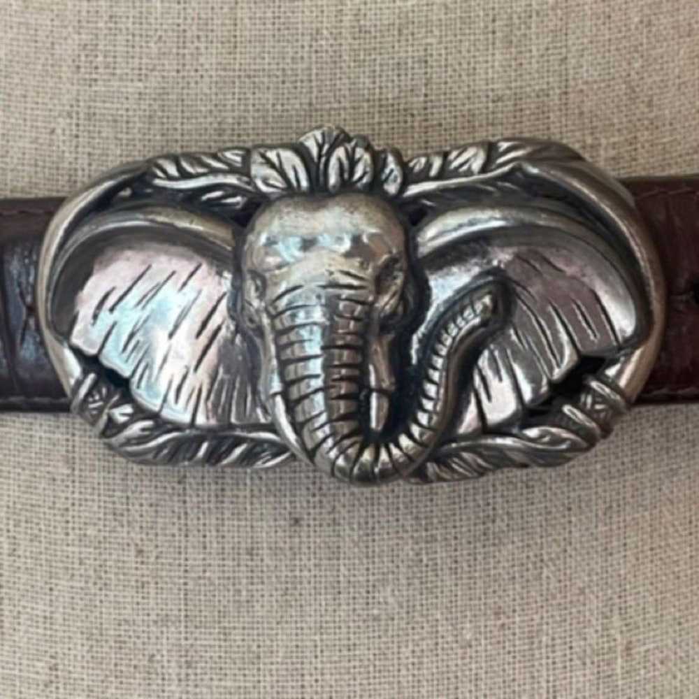 Vintage 90s Brighton Leather Belt With Elephant B… - image 4