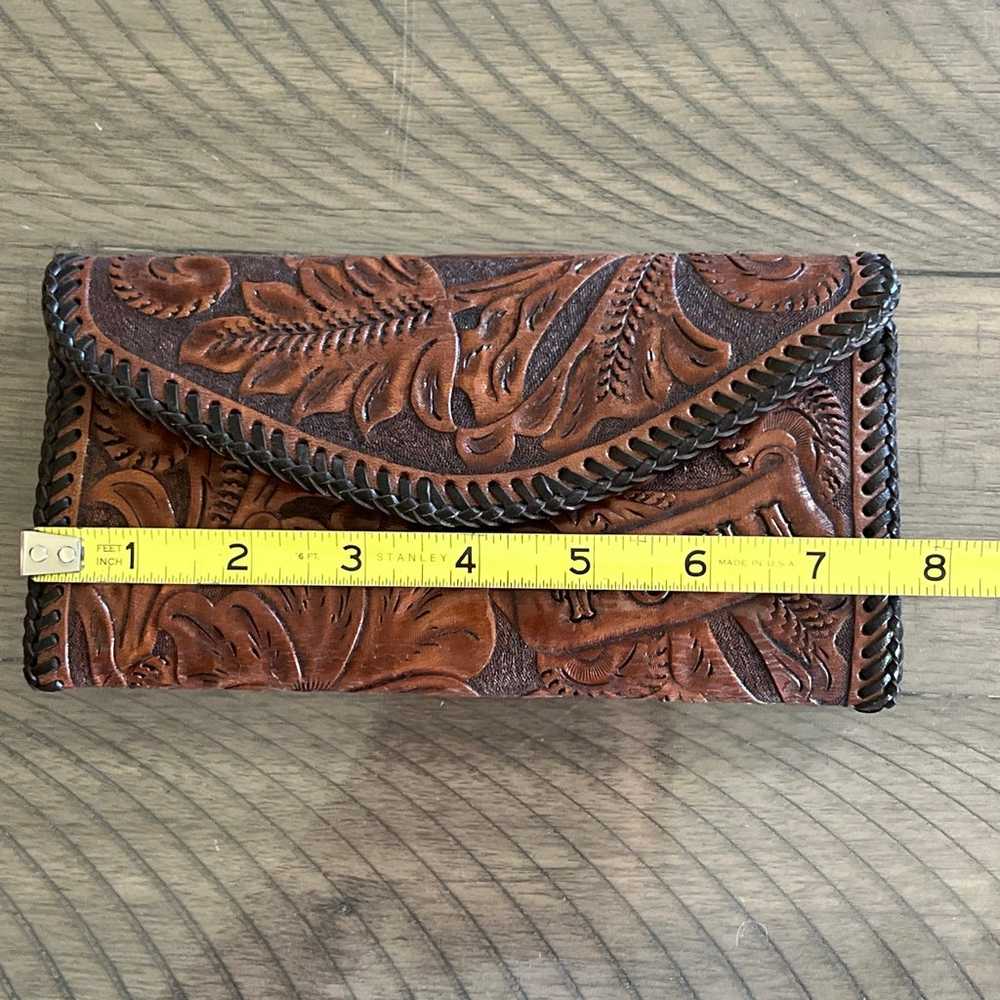 Vtg Leather Wallet Personalized Leather Carved Wa… - image 7