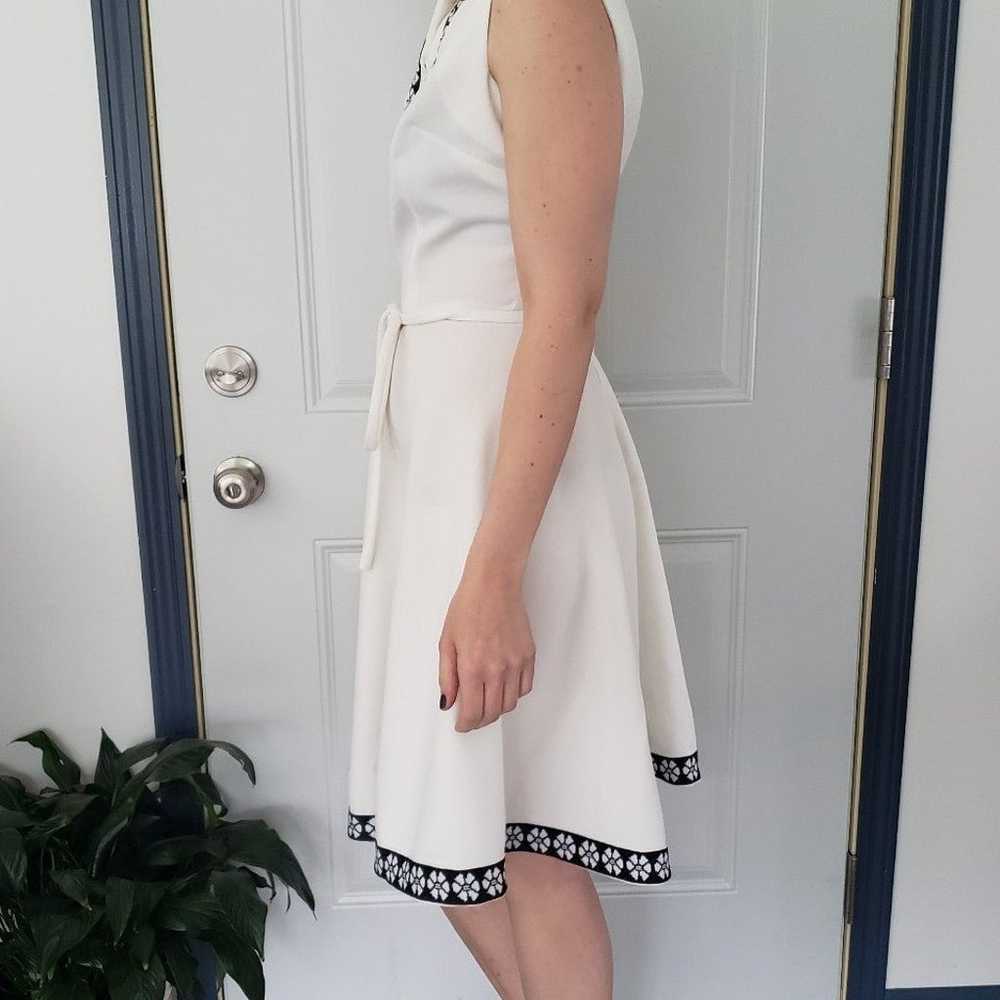 60s/70s White Polyester Dress with Black Accents - image 2