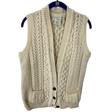 Vintage Aran Sweater Wool Irish Cableknit Long Ve… - image 1