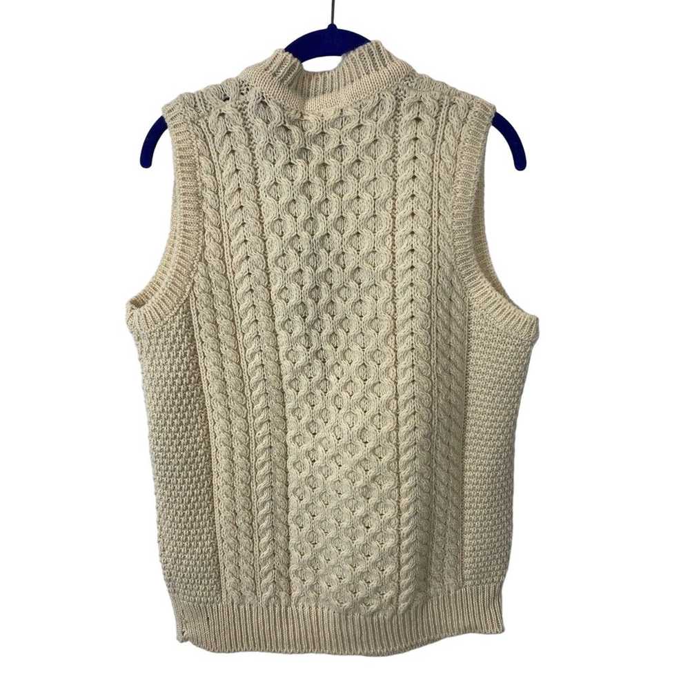 Vintage Aran Sweater Wool Irish Cableknit Long Ve… - image 3