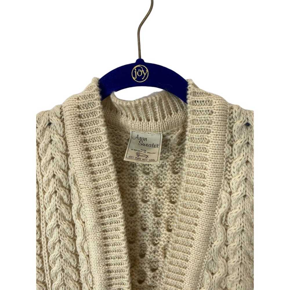 Vintage Aran Sweater Wool Irish Cableknit Long Ve… - image 5