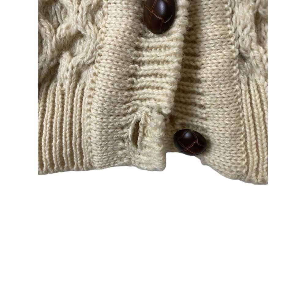 Vintage Aran Sweater Wool Irish Cableknit Long Ve… - image 6