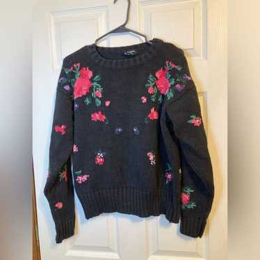 Vintage Pierre Cardin Floral Knit Crewneck Sweater