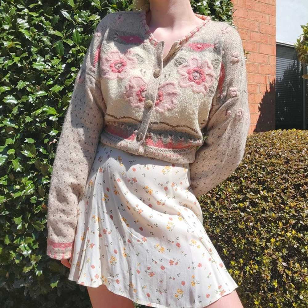 Woolrich vintage floral cardigan in pink and neut… - image 3