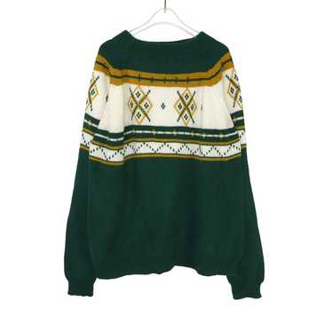 Vintage Sweater Retro Wool Green & Yellow Sweater 