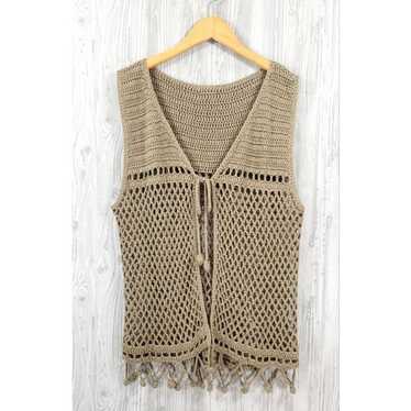 Handmade Vintage Crochet Vest Bohemian Coastal Co… - image 1