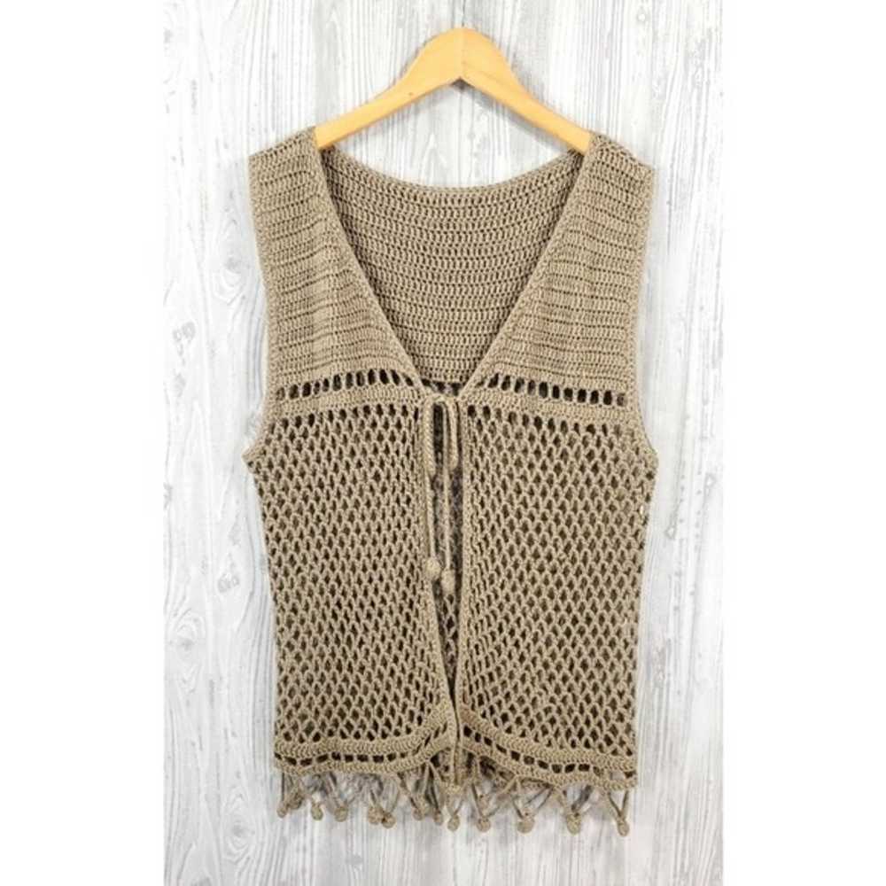 Handmade Vintage Crochet Vest Bohemian Coastal Co… - image 2