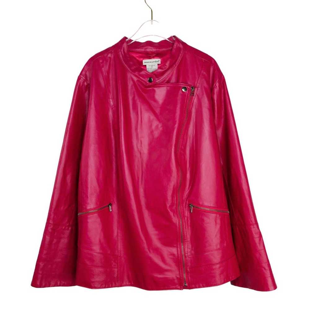 1990s Vintage Jessica London Hot Pink Leather Jac… - image 1