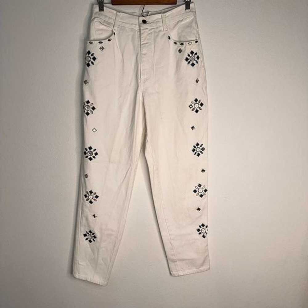 Monique Jeans Womens 13/14 Vintage White Brooch E… - image 10