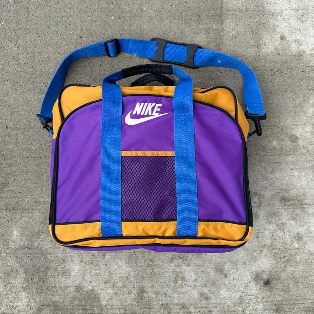 Vintage 90s Nike School Bag Mead Colorful Purple … - image 1