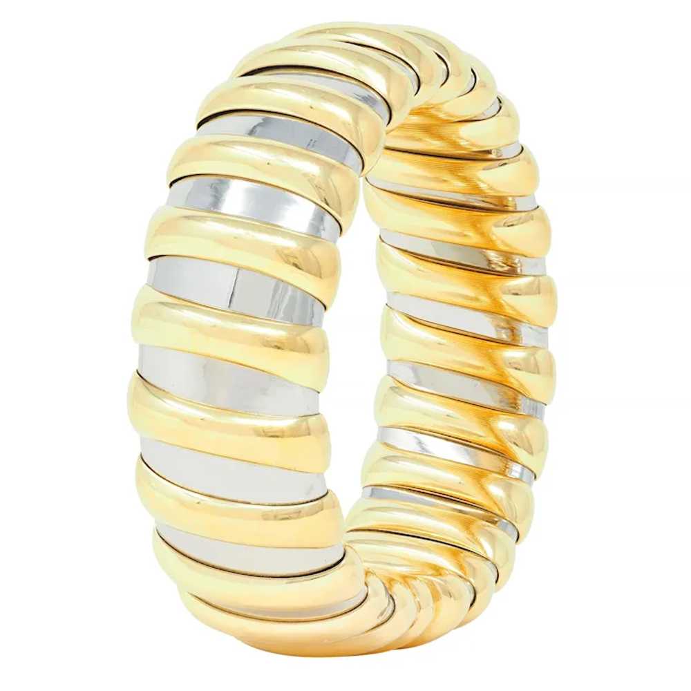 Bulgari 1990s 18 Karat Yellow Gold Stainless Stee… - image 2