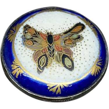 Charming Meiji Period Satsuma Butterfly Brooch, S… - image 1