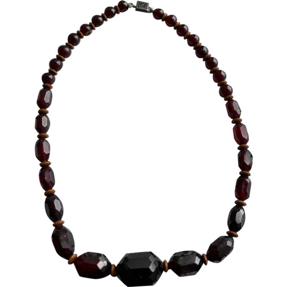 Art Deco Cherry Amber Bakelite Necklace - image 1