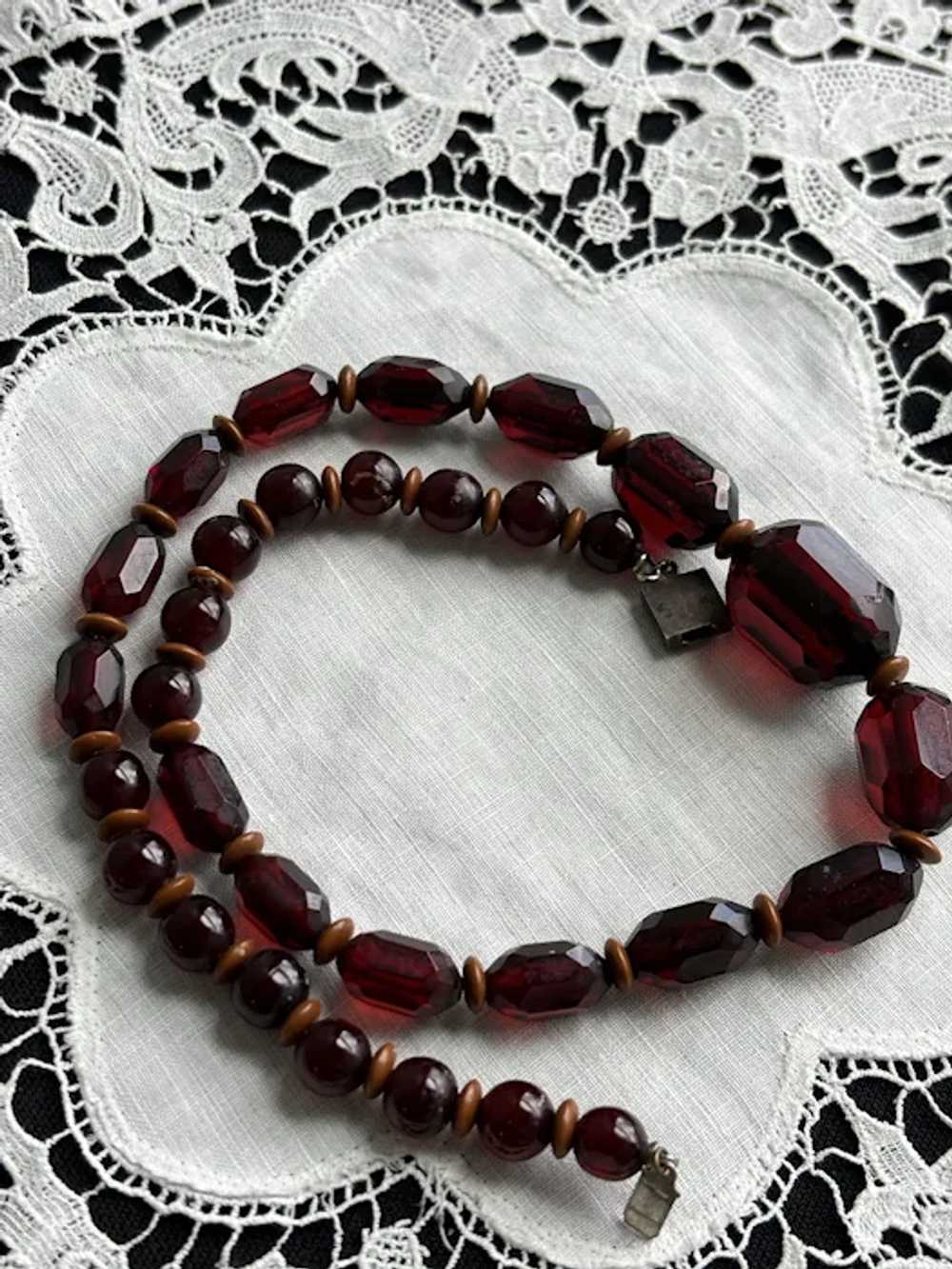 Art Deco Cherry Amber Bakelite Necklace - image 5