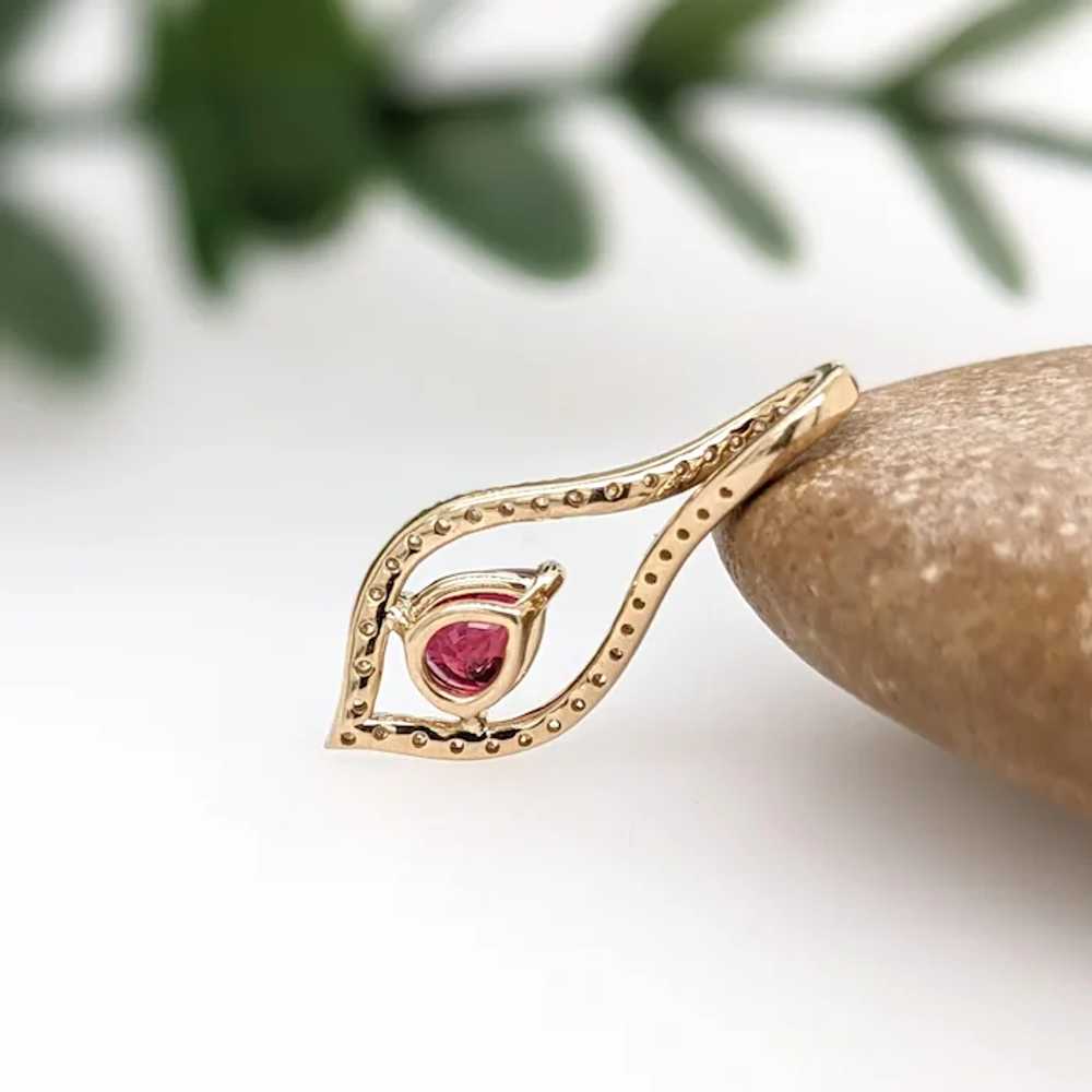 Ruby Pendant w Natural Diamonds in Solid 14K Yell… - image 3