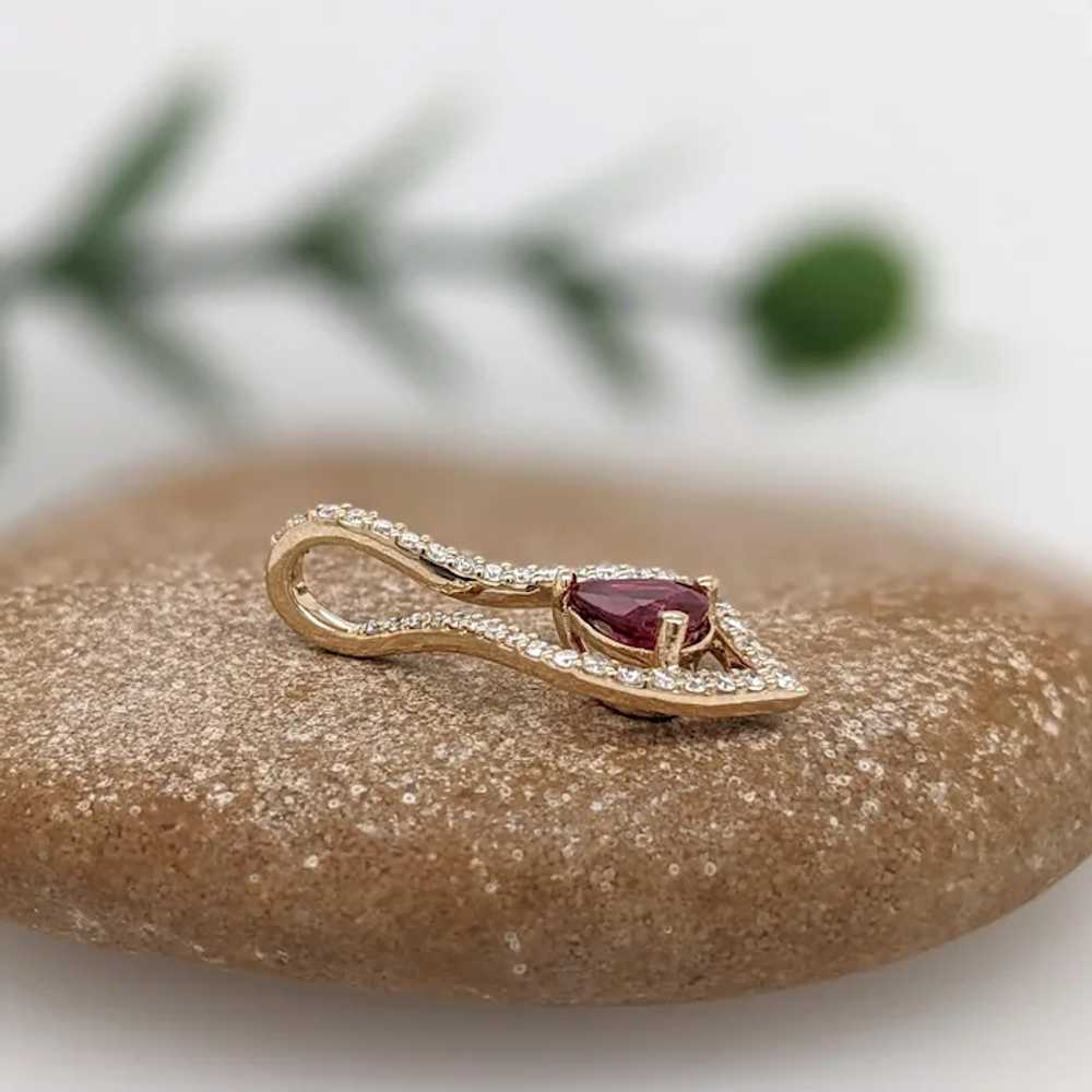 Ruby Pendant w Natural Diamonds in Solid 14K Yell… - image 4