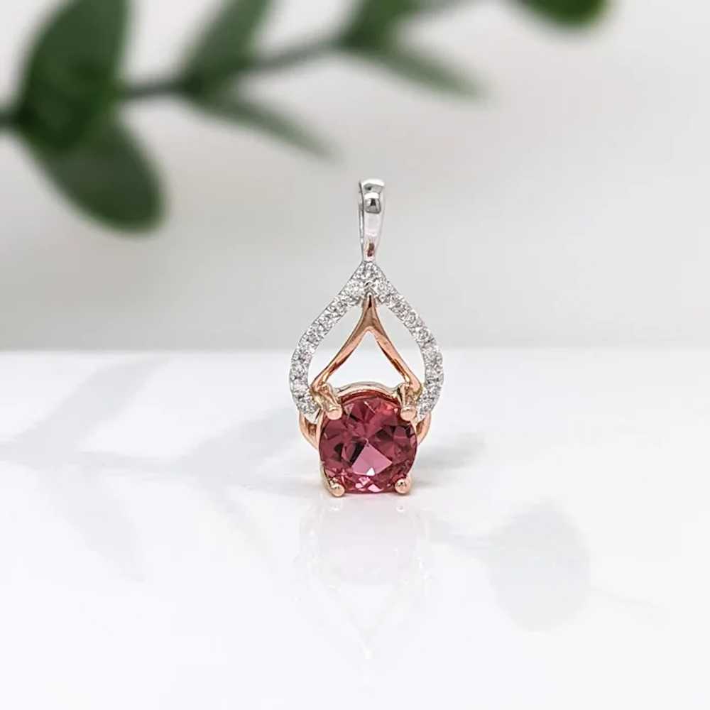 Pink Tourmaline Pendant w Natural Diamonds in Sol… - image 6