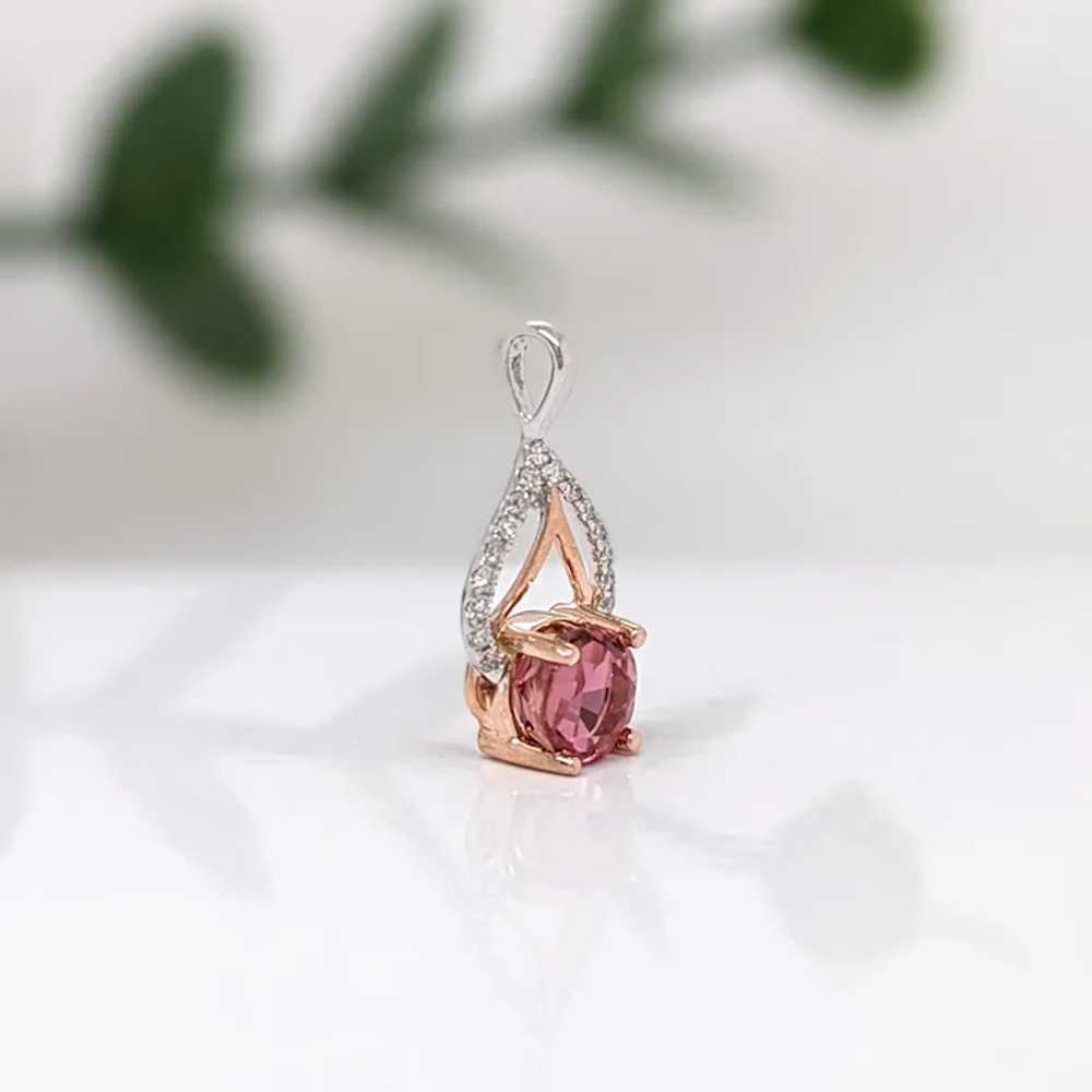 Pink Tourmaline Pendant w Natural Diamonds in Sol… - image 7