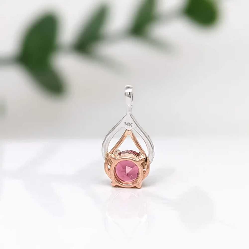 Pink Tourmaline Pendant w Natural Diamonds in Sol… - image 8