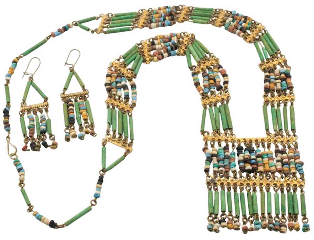 Necklace Earrings Demi Egyptian Faience Mummy Bea… - image 7