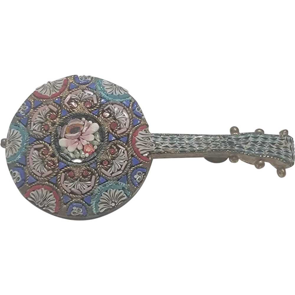 Micromosaic musical instrument brooch - image 1