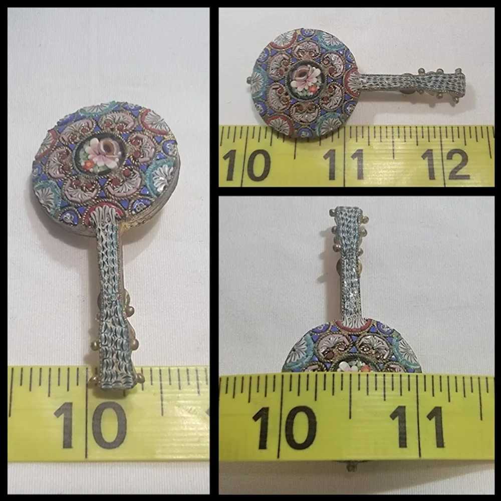 Micromosaic musical instrument brooch - image 2