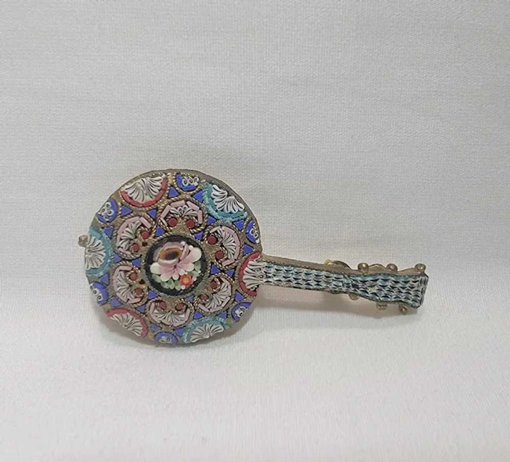 Micromosaic musical instrument brooch - image 3