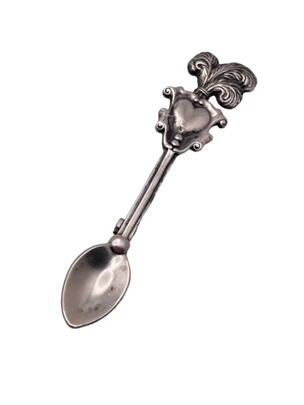 Antique Miniature Sterling Silver Spoon Pin - image 3