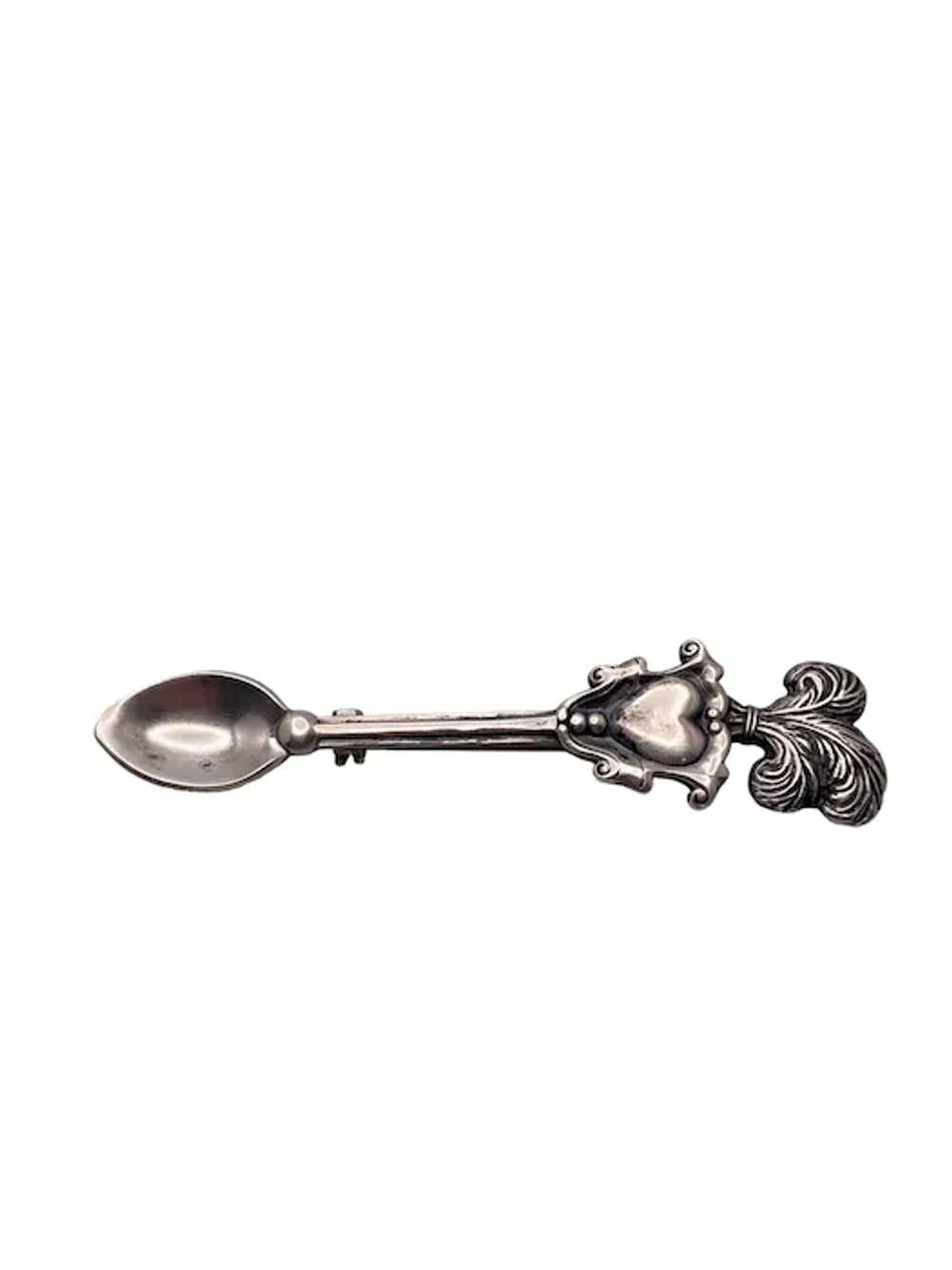 Antique Miniature Sterling Silver Spoon Pin - image 6