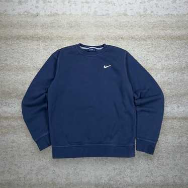 Nike Sweatshirt Navy Blue Cotton Crewneck White S… - image 1
