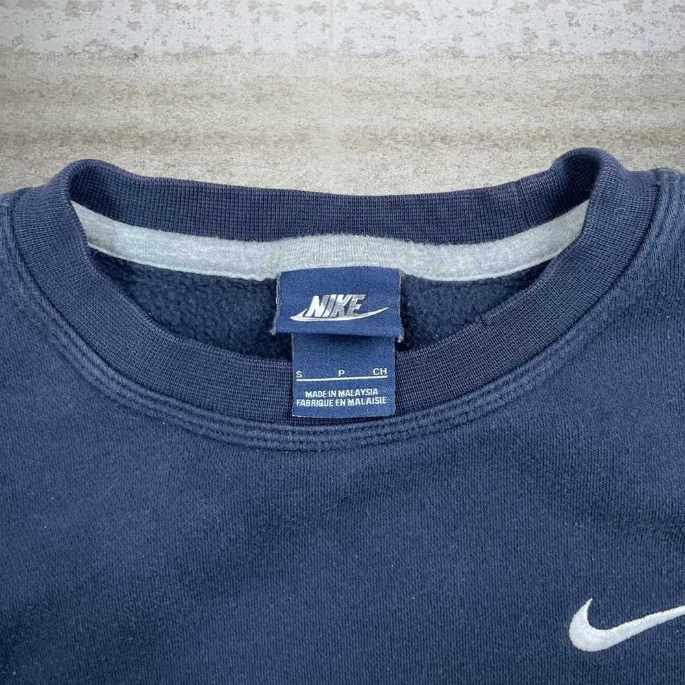 Nike Sweatshirt Navy Blue Cotton Crewneck White S… - image 3