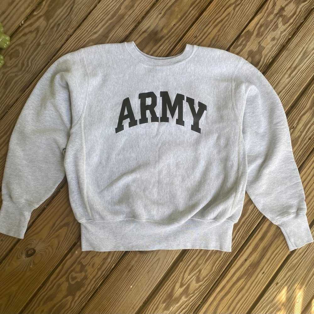 Vintage Army Reverse Weave Crewneck Sweatshirt Me… - image 12