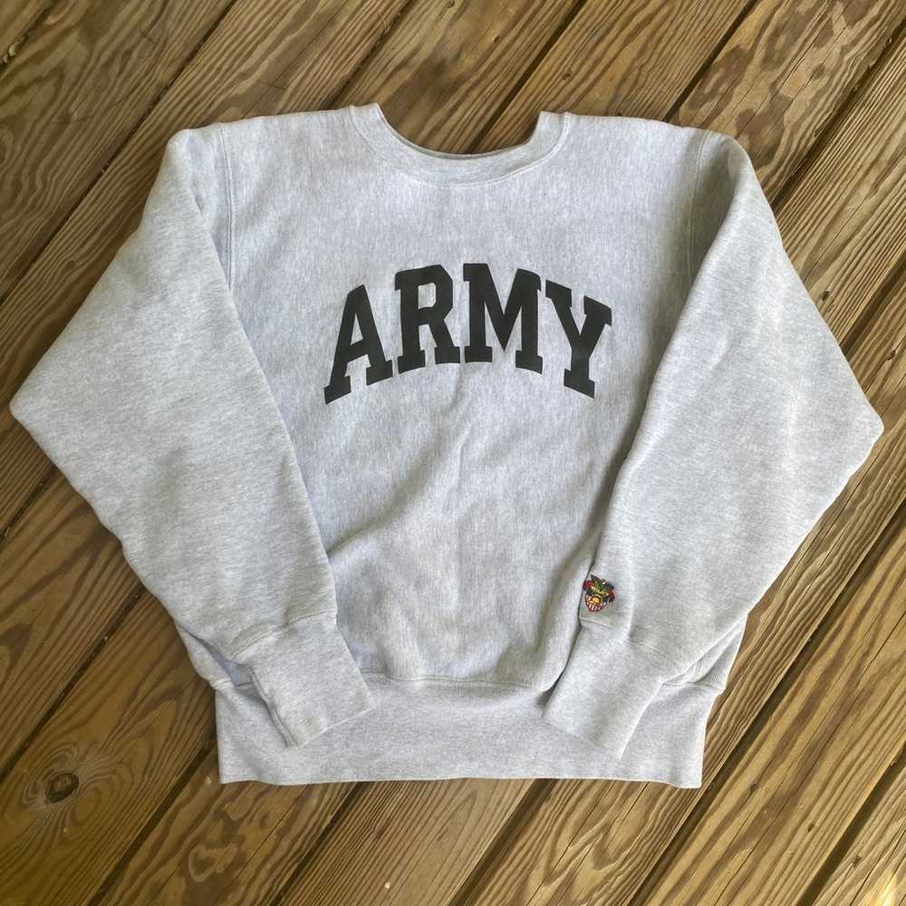 Vintage Army Reverse Weave Crewneck Sweatshirt Me… - image 2
