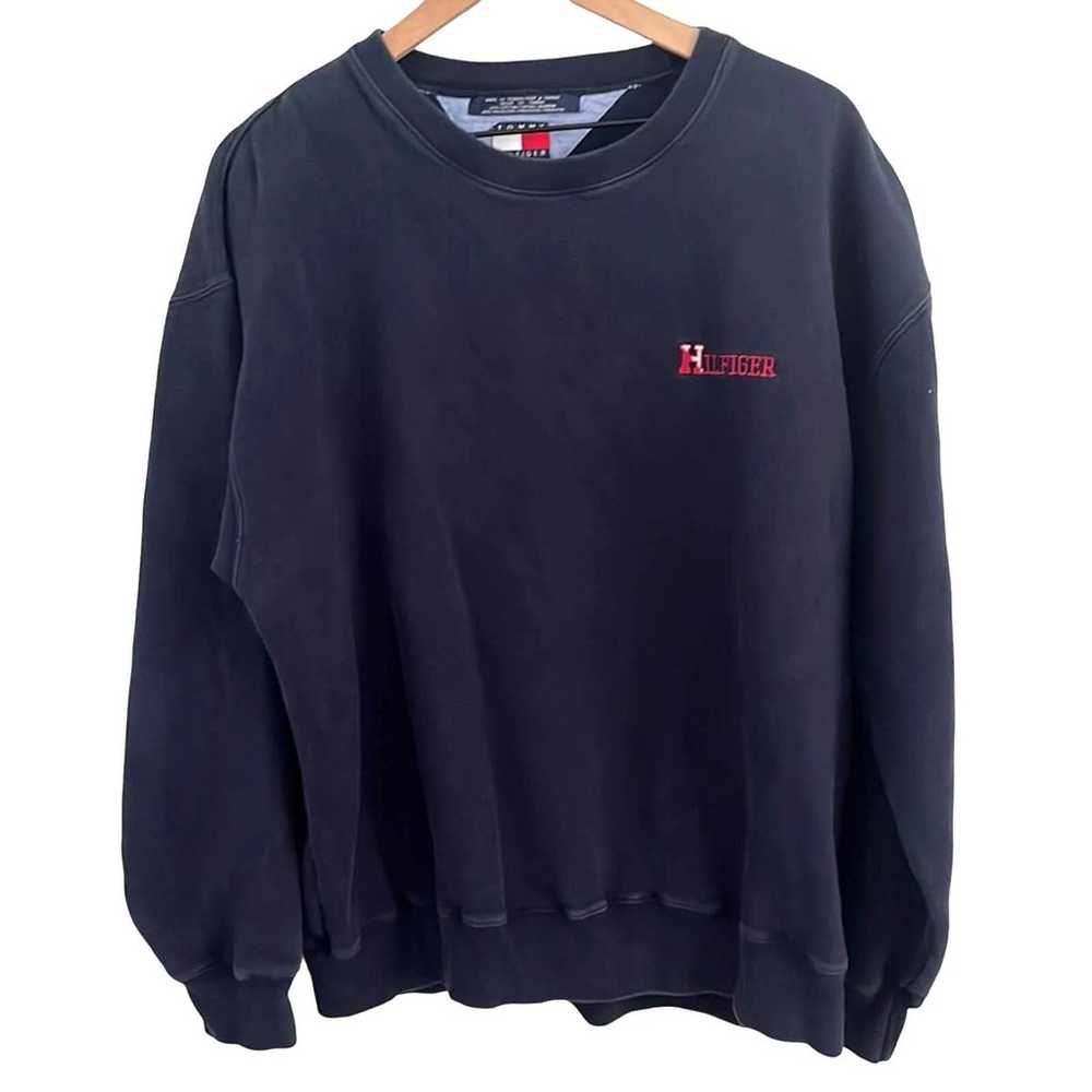 Vintage Mens Tommy Hilfiger Sweater XL Navy Pullo… - image 1