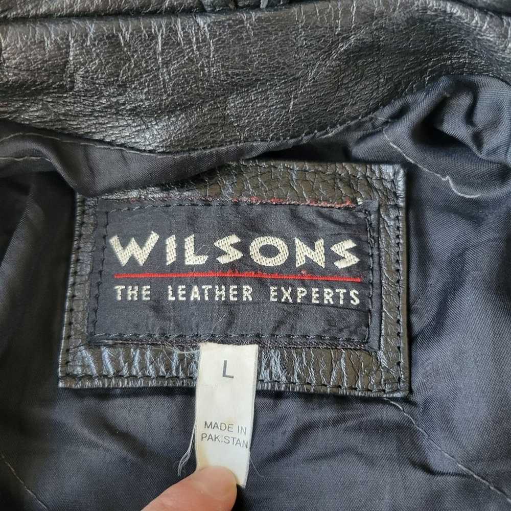 Vintage 90s Wilsons Zip-Up Black Leather Moto Jac… - image 6