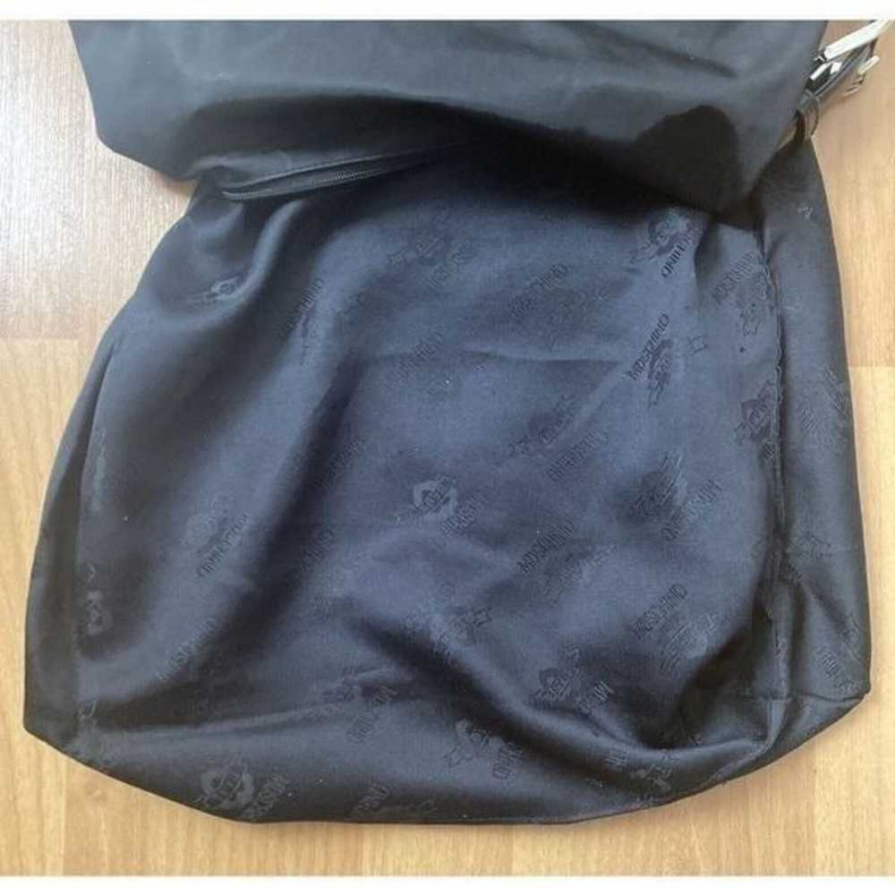 Moschino Black Nylon Shoulder Bag Purse Buckle Le… - image 11