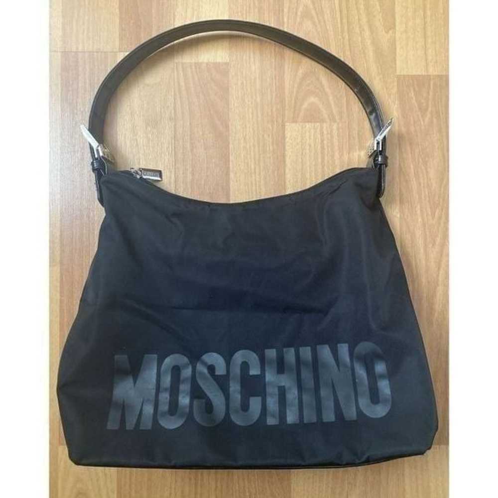 Moschino Black Nylon Shoulder Bag Purse Buckle Le… - image 1