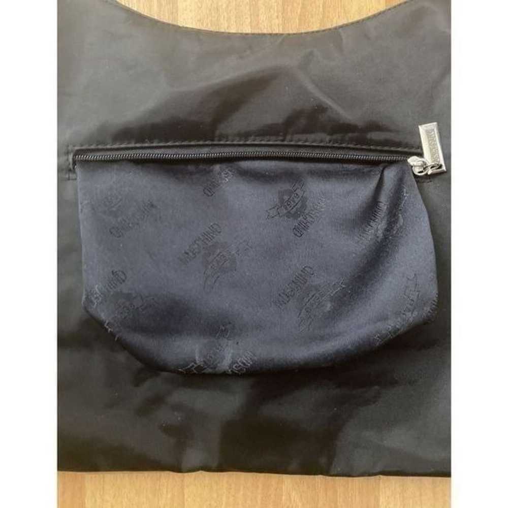 Moschino Black Nylon Shoulder Bag Purse Buckle Le… - image 9