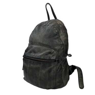 Baggu Soft Marbled Leather Backpack Small Dark Gre