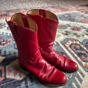 Justin’s Red Round Toe Cowboy Boots - Size 6.5 - image 1
