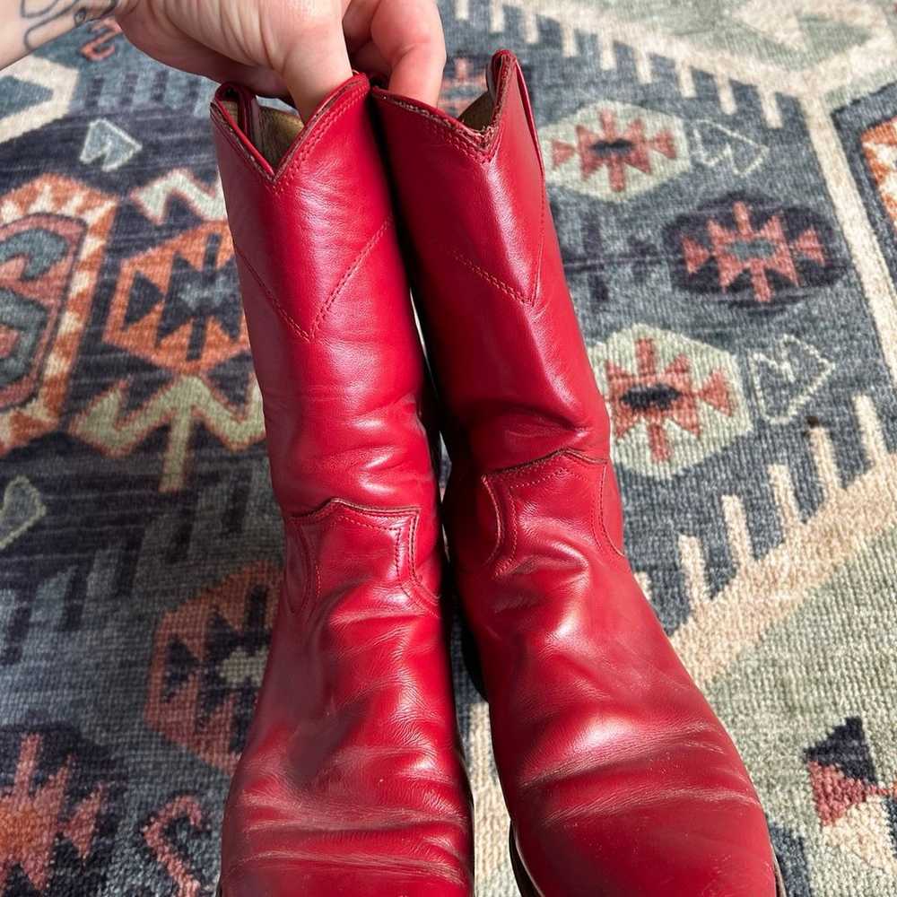 Justin’s Red Round Toe Cowboy Boots - Size 6.5 - image 7
