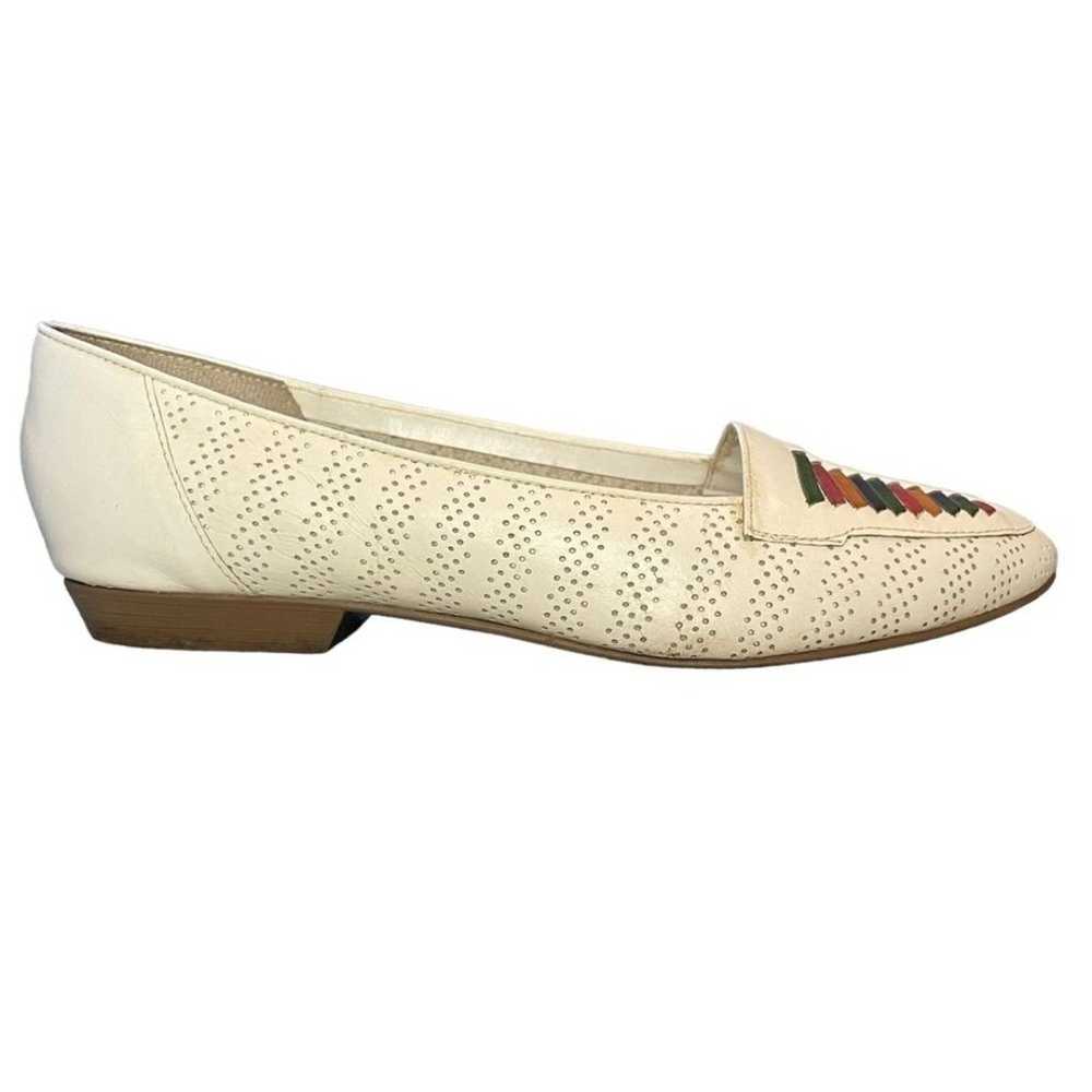 Carriage Court Aztec Leather Slip On Flats White … - image 4