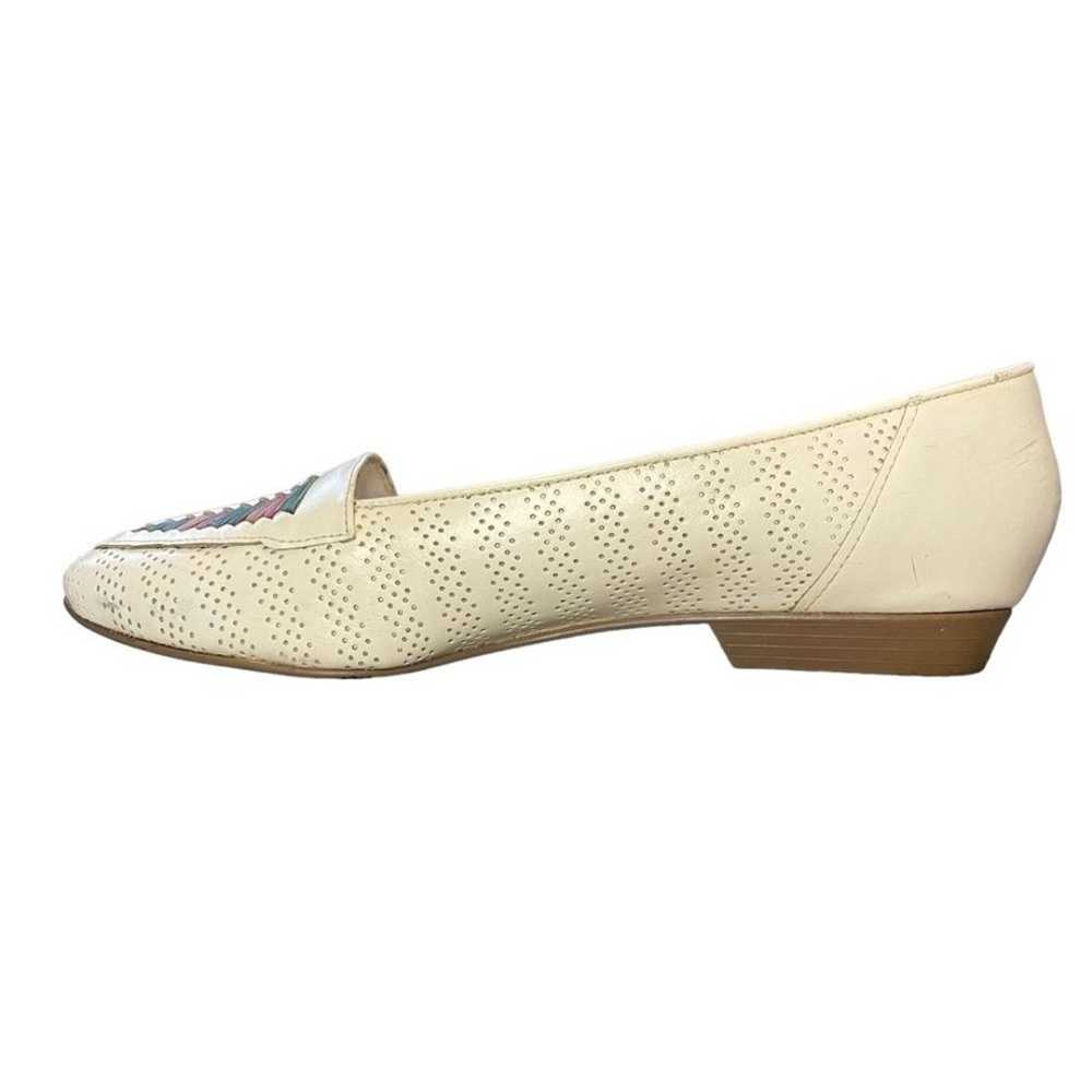 Carriage Court Aztec Leather Slip On Flats White … - image 5