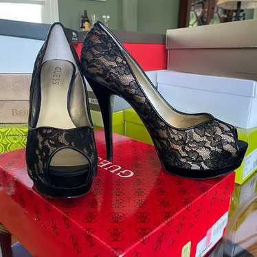 Guess Black/Nude Lace Stiletto Heels 8.5 - image 1