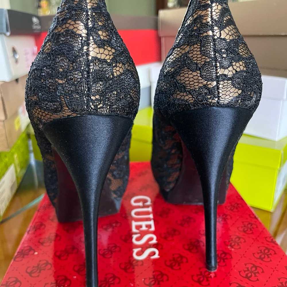 Guess Black/Nude Lace Stiletto Heels 8.5 - image 4