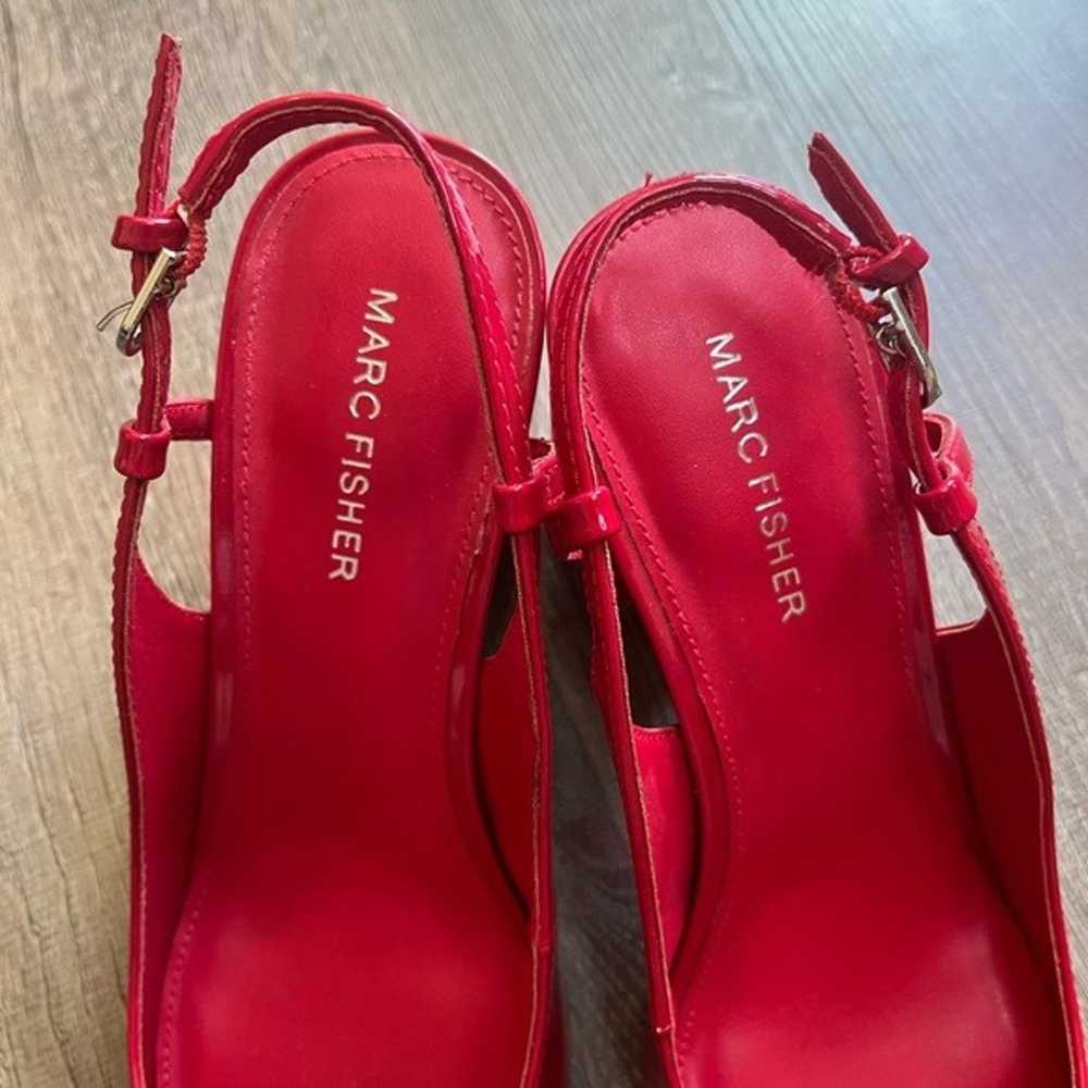 Marc Fisher red patent faux leather square toe sl… - image 4