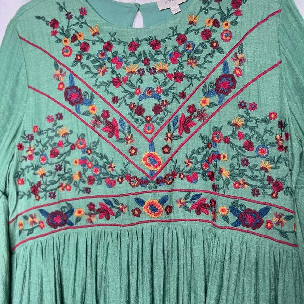Umgee Bohemian Green Embroidered Bell Sleeves Min… - image 11