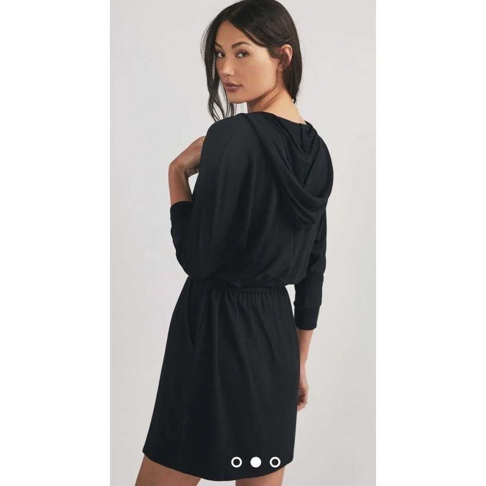 Anthropologie Bordeaux Black Hooded Mini Dress Ti… - image 2